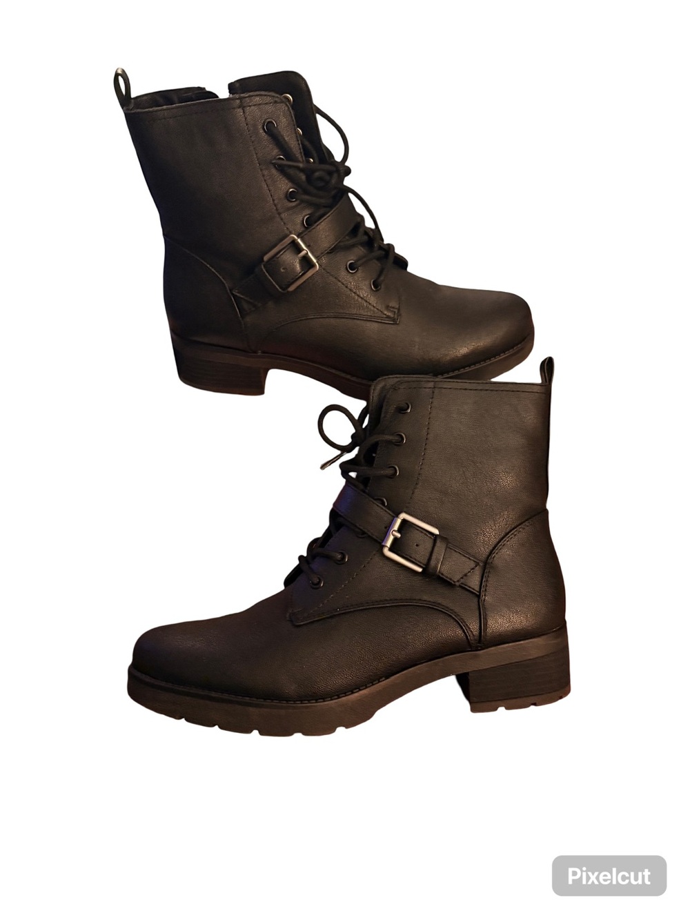 SOUL Naturalizer Black Lace-Up Combat Boots with Buckle